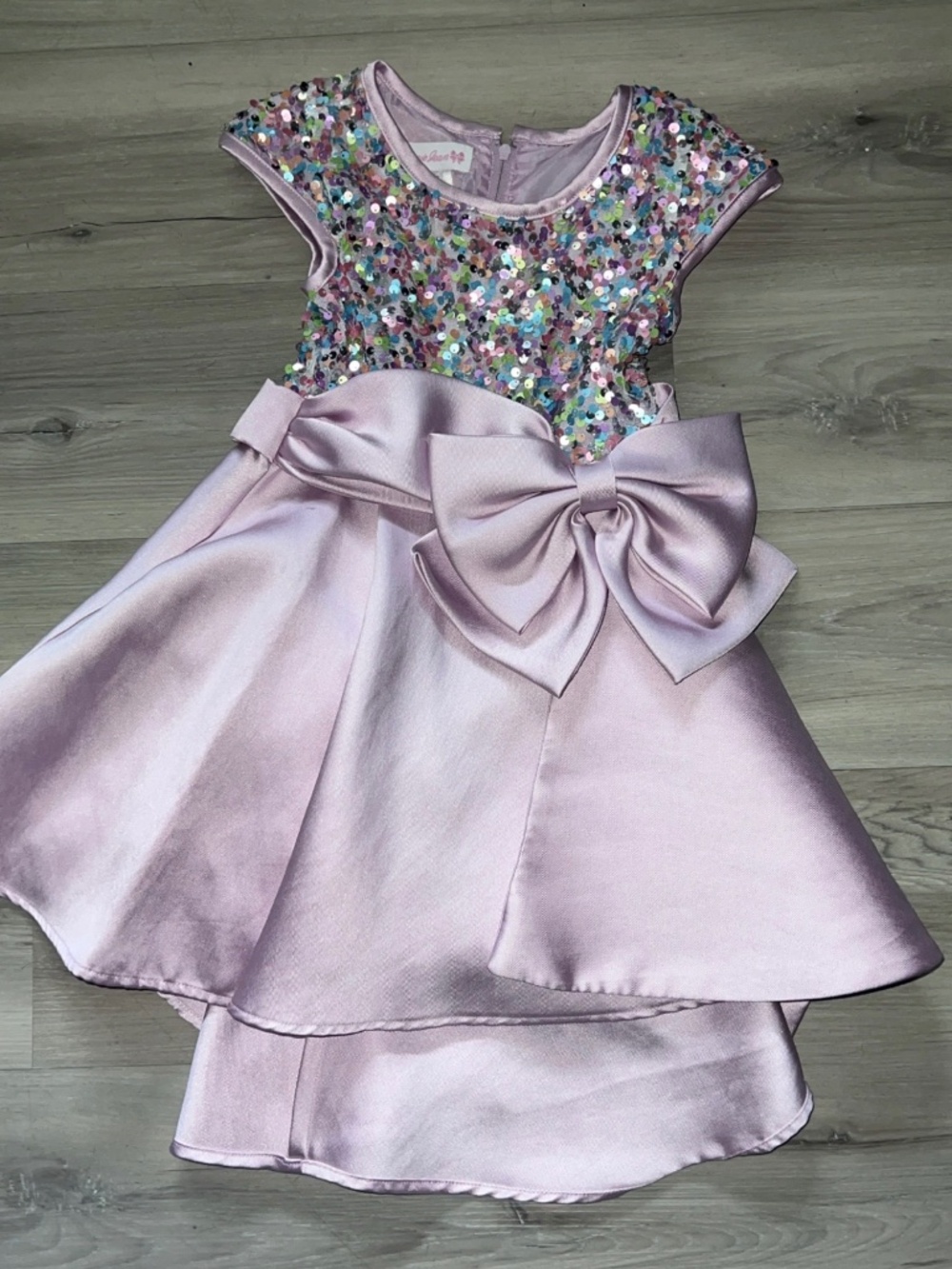 Girls Pink Sequin Party Dress with Satin Bow – Size 4T